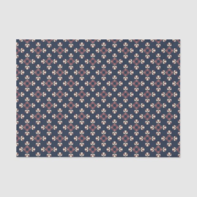 Dismal Collection Navy Burgundy Floral Tapestry Tissue Paper (Front)