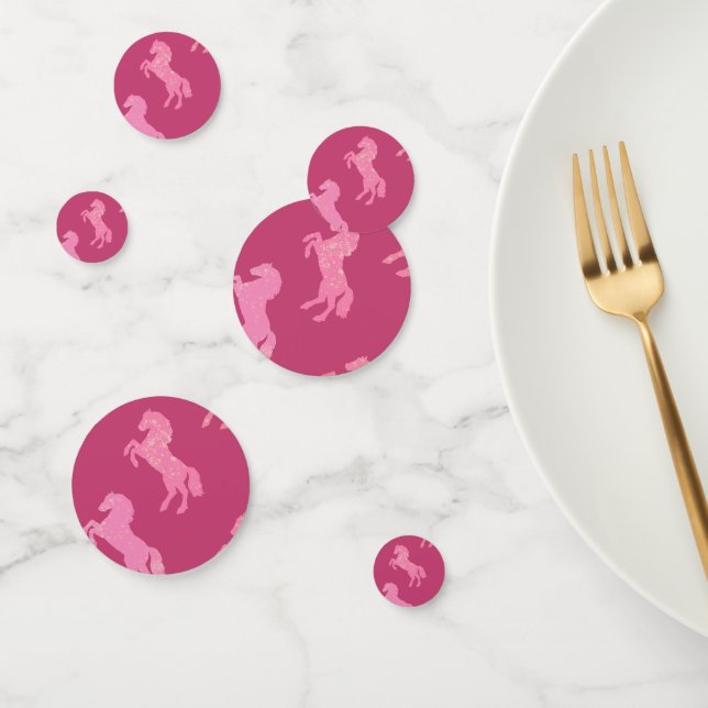 Dismal Pink Art School Horses Cowgirl Confetti (Group)