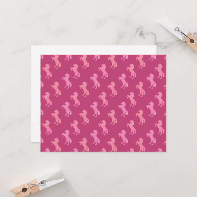 Dismal Pink Art School Horses Cowgirl Flat Cards (Front/Back In Situ)