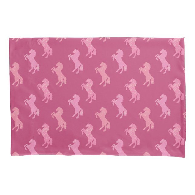 Dismal Pink Art School Horses Preppy Cowgirl West Pillowcase (Front)