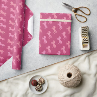 Dismal Pink Wrapping Paper Horses Preppy Cowgirl