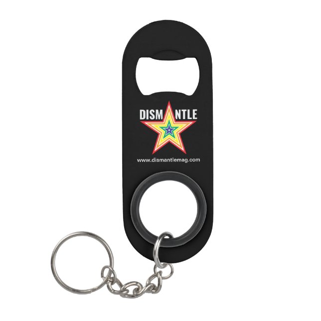 Dismantle Black Keychain w/ Bottle Opener (Front)