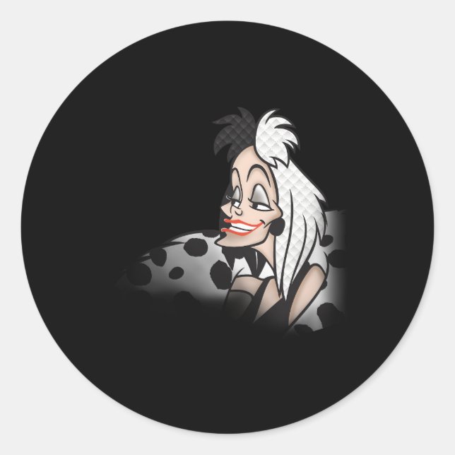 Disney101 Dalmations Evil Cruella Classic Round Sticker (Front)