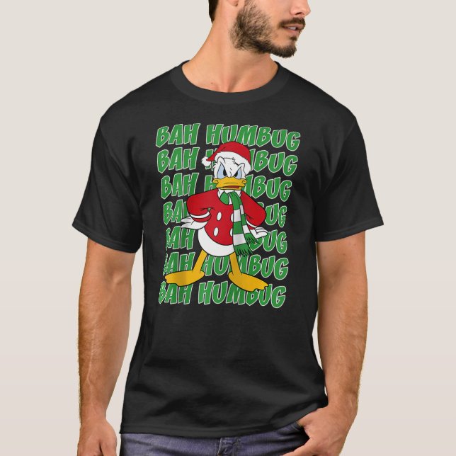 Disney Donald Duck Bah Humbug Christmas Text Stack T-Shirt (Front)