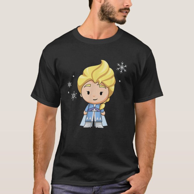 Disney Frozen 2 Chibi Style Elsa Snowflake  T-Shirt (Front)