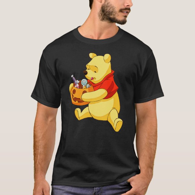 Disney Halloween Candy Lover Pooh Bear T-Shirt (Front)