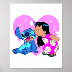 Disney Lilo &amp; Stitch Valentines Day Lilo Kiss  Poster