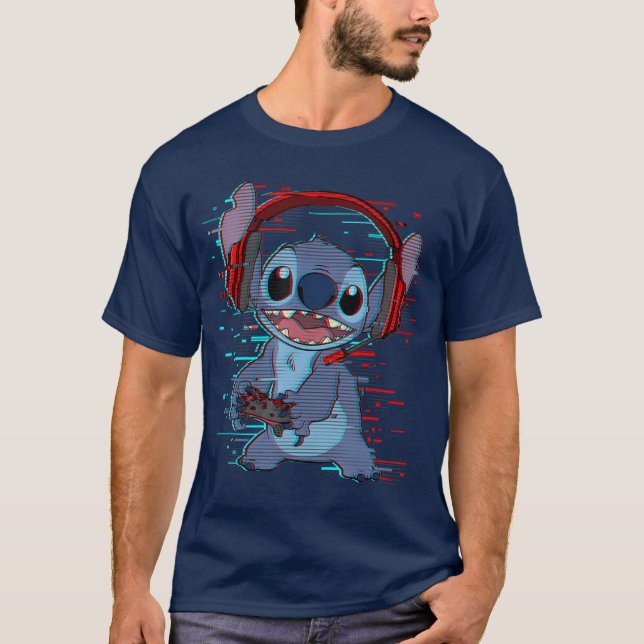 Disney Lilo Stitch Gamer Glitch Headset and Contro T-Shirt (Front)