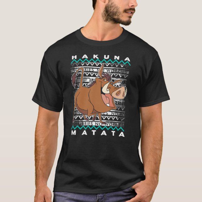 Disney Lion King Pumba Ugly Christmas Graphic T-Shirt (Front)