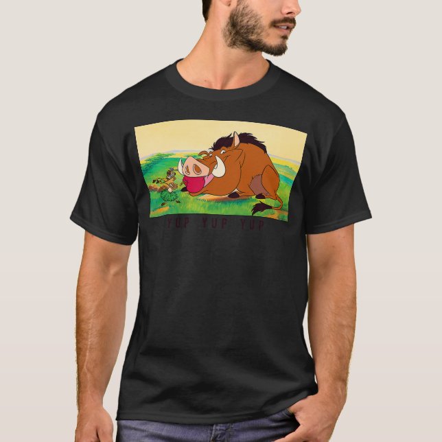 Disney Lion King Pumbaa Apple in Mouth Poster T-Shirt (Front)