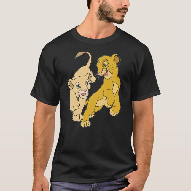 Disney Lion King Simba And Nala Playful Portrait T-Shirt (Front)