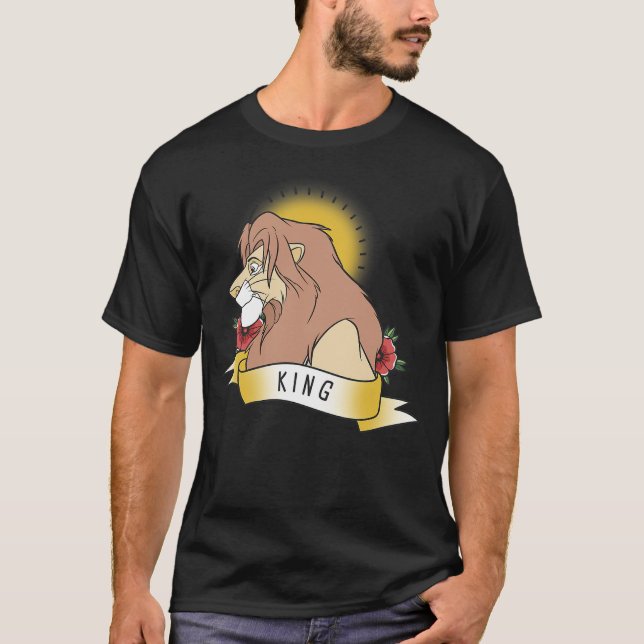 Disney Lion King Simba King Tattoo Yellow Graphic T-Shirt (Front)