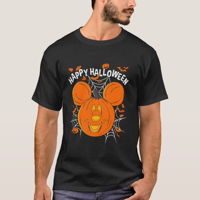 Disney Mickey Friends Mickey Pumpkin Happy Hallowe T-Shirt (Front)