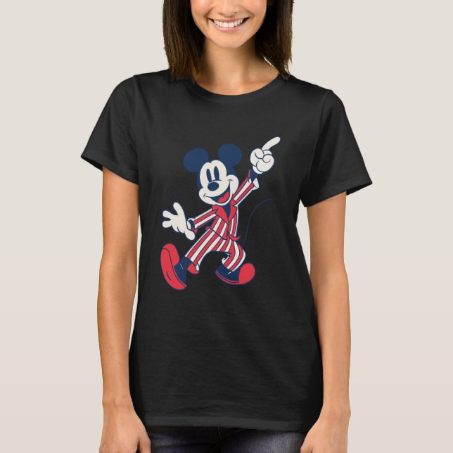 Disney Mickey Mouse Striped Pajamas Slumber Party  T-Shirt (Front)