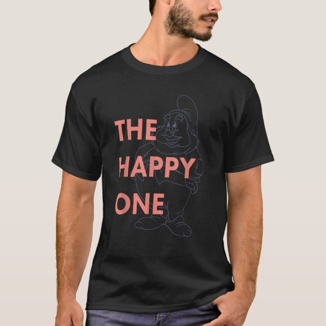 Disney Snow White The Happy One Outlined Graphic   T-Shirt (Front)