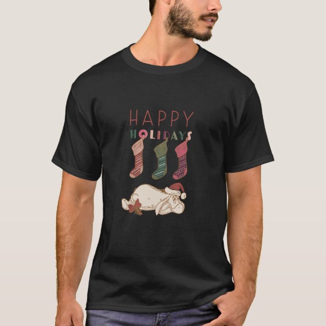 Disney Winnie the Pooh Eeyore Happy Holidays  T-Shirt (Front)