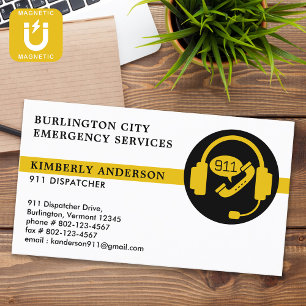 Dispatcher 911 Emergency Custom Professional Logo Magnetic Business Card
