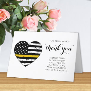 Dispatcher 911 Police Thin Gold Line Heart Thank You Card