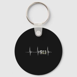 Dispatcher 911 Vintage Usa Flag Heartbeat Ekg Puls Key Ring