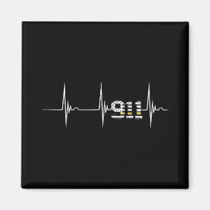 Dispatcher 911 Vintage Usa Flag Heartbeat Ekg Puls Magnet