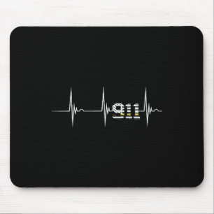 Dispatcher 911 Vintage Usa Flag Heartbeat Ekg Puls Mouse Mat
