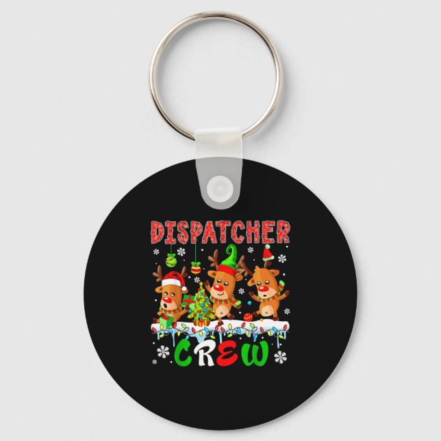 Dispatcher Crew Three Cute Santa Elf Reindeers Xma Key Ring (Front)