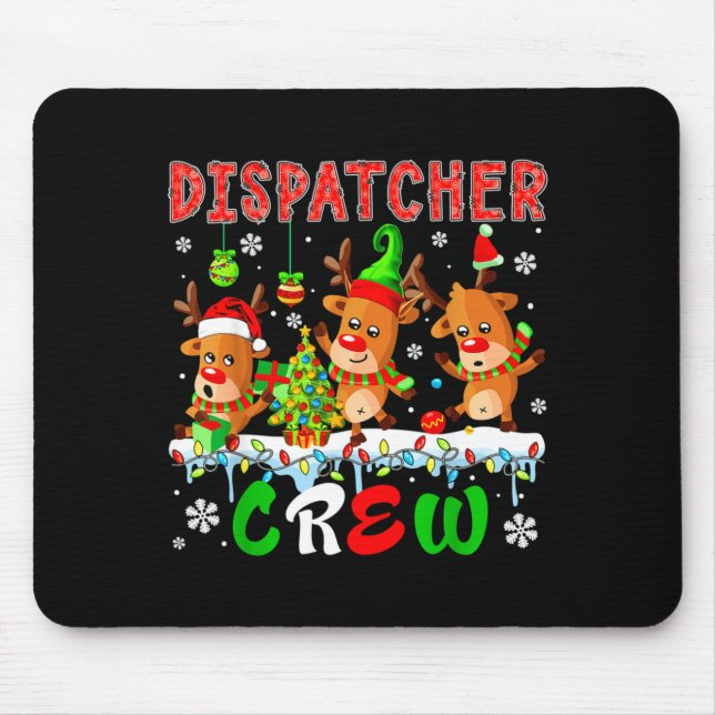Dispatcher Crew Three Cute Santa Elf Reindeers Xma Mouse Mat (Front)