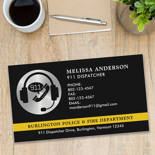 Dispatcher Custom Logo Emergency Police Fire 911 Business Card (Creator Uploaded)