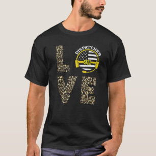 Dispatcher Leopard 911 Operator Thin Yellow Line L T-Shirt