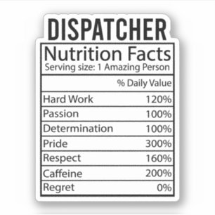 Dispatcher Nutrition Facts, Funny Dispatcher Gifts