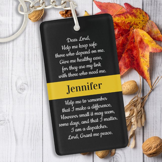 Dispatcher Prayer Personalised Thin Gold Line Key Ring (Creator Uploaded)