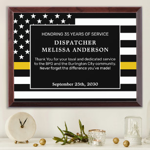 Dispatcher Retirement Thin Gold Line  Award Plaque
