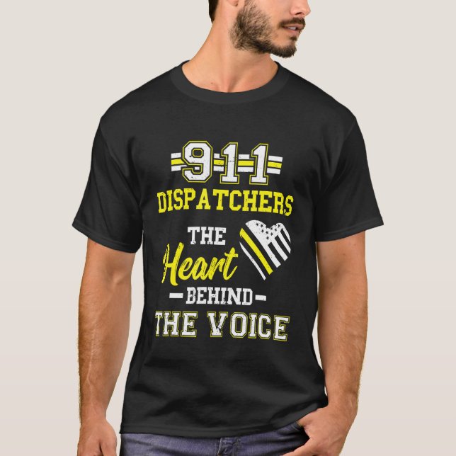 Dispatcher Thin Yellow Line 911 Heart The Voice Op T-Shirt (Front)