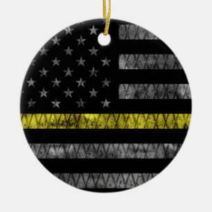 Dispatcher Thin Yellow Line Flag Ceramic Tree Decoration