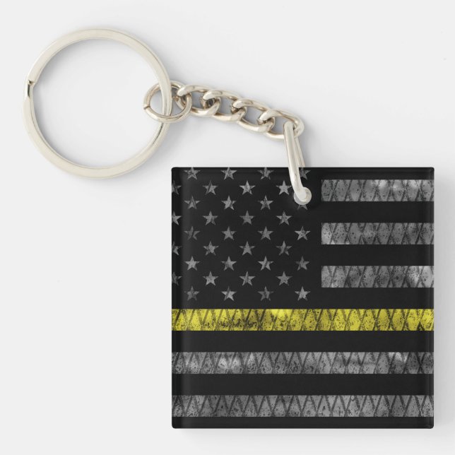 Dispatcher Thin Yellow Line Flag Key Ring (Front)