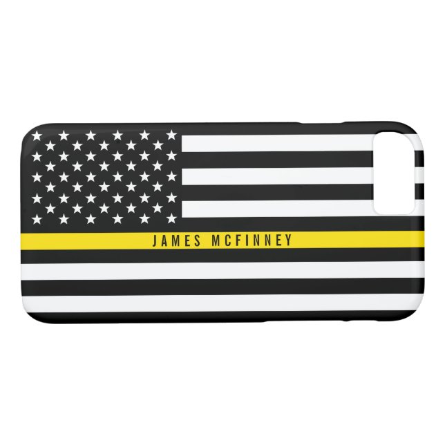 Dispatcher Thin Yellow  Line Flag Monogrammed Case-Mate iPhone Case (Back (Horizontal))