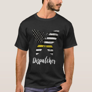 Dispatcher Usa America Flag Butterfly Freedom 911  T-Shirt