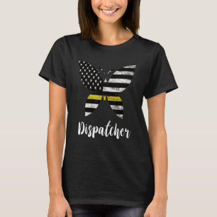 Dispatcher Usa America Flag Butterfly Freedom 911 T-Shirt