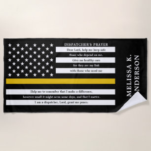 Dispatcher's Prayer Personalised Thin Gold Line Beach Towel