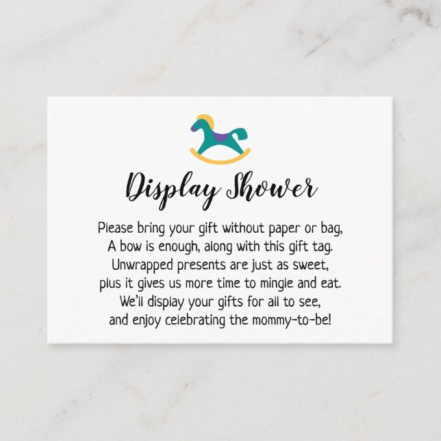 Display Baby Shower Gift Card with Rocking Horse (Front)