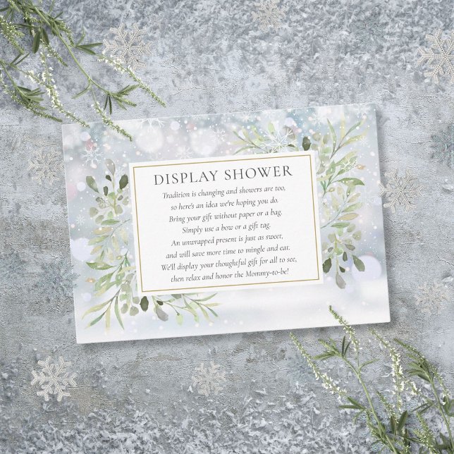 Display Baby Shower Greenery Winter Snowflakes Enclosure Card (Display Baby Shower Greenery Winter Snowflakes Enclosure Card)