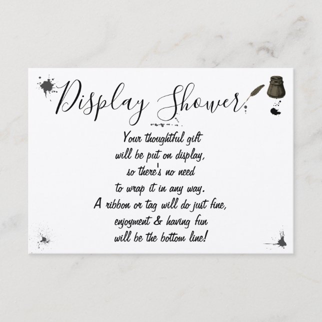 Display Bridal Wedding Shower Pen & Inkwell  Enclo Enclosure Card (Front)