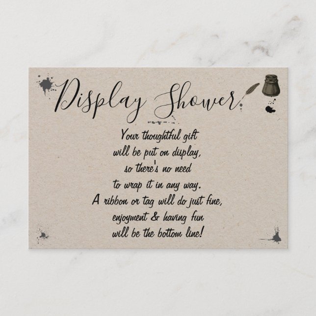 Display Bridal Wedding Shower Pen & Inkwell  Enclosure Card (Front)