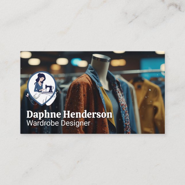 Display of Trendy Clothing | Fashion Showcase Business Card (Front)