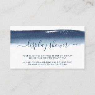 Display Shower Baby Boy Navy Blue Watercolor Enclosure Card