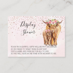 Display Shower Baby Shower Highland Cow Pink Calf  Business Card