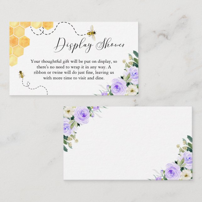 Display Shower Card Lavender Honey Bee Baby Shower (Front/Back)