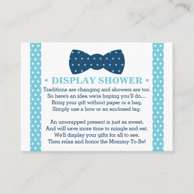 Display Shower Card, Little Man, Bow Tie Enclosure Card (Front)