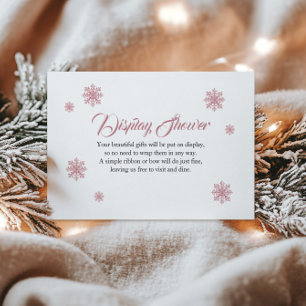 Display Shower Card   Pink Snowflake Bridal Shower