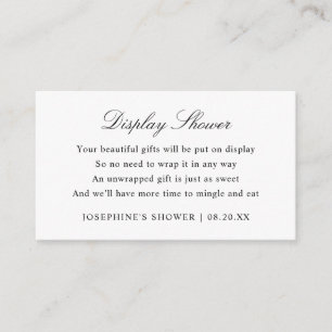 Display Shower Custom Colours Black and White Enclosure Card